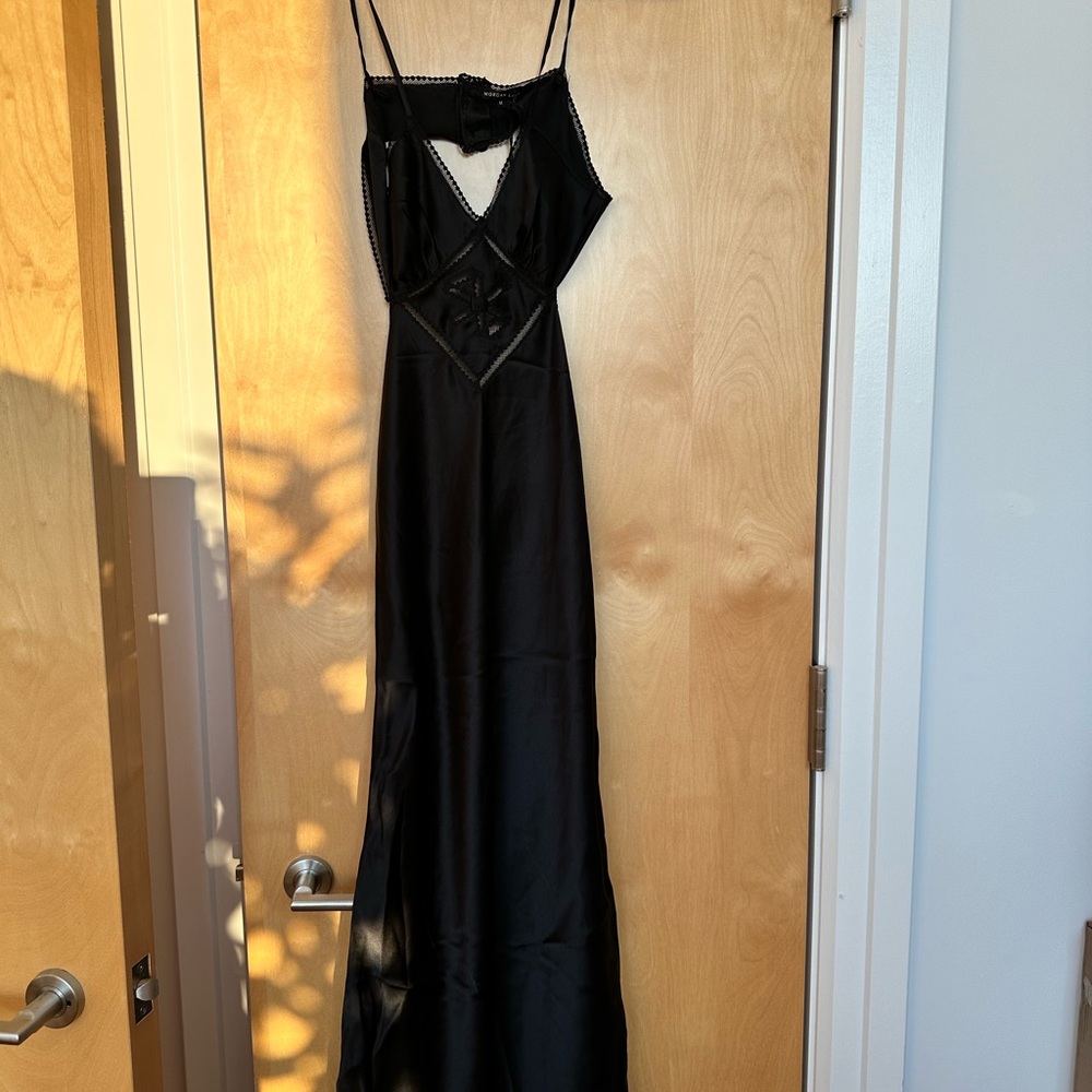 Morgan lane slip dress - black, 100% silk, size M